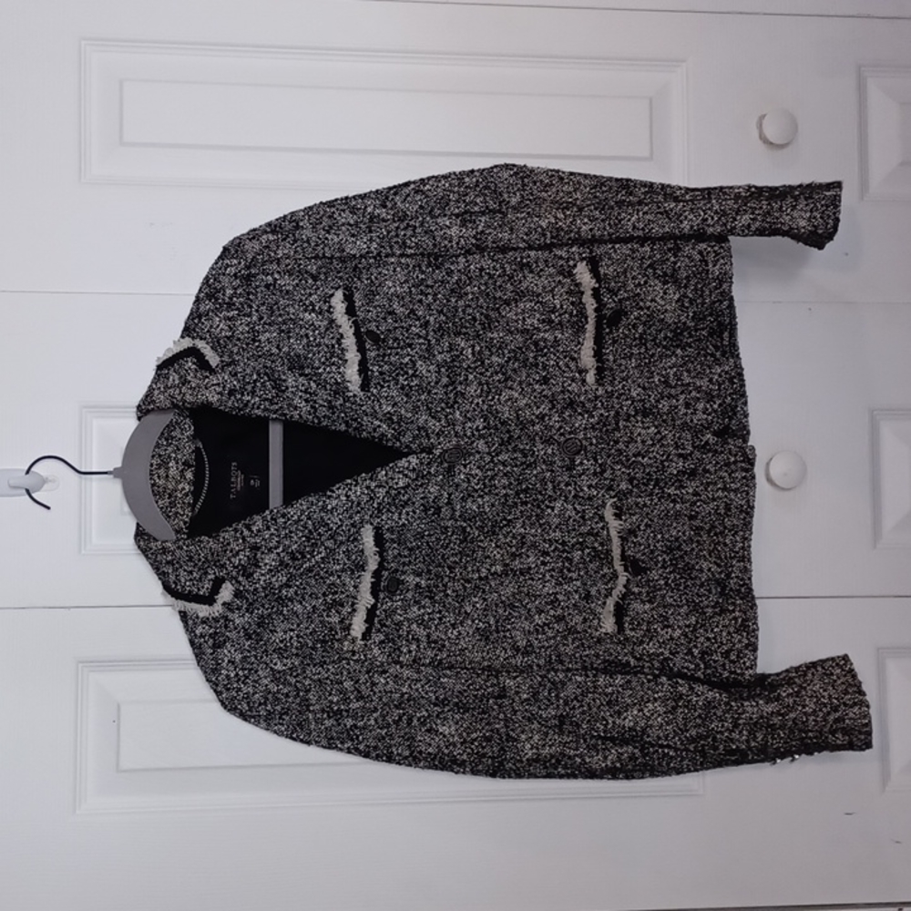 Talbots Black/White Worsted Tweed Blazer Sz 12p